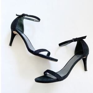 Stuart Weitzman Nunaked Goose Bump Sandal Heels Black - 9
